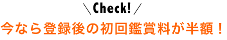 今なら登録後の初回鑑賞料が半額！