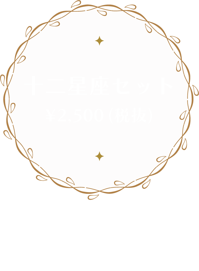 十二星座セット　¥2,500(税抜)　茶葉（フレーバー）全12
	種類　個包装タイプ